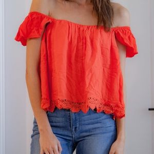 Lovers + Friends off shoulder top